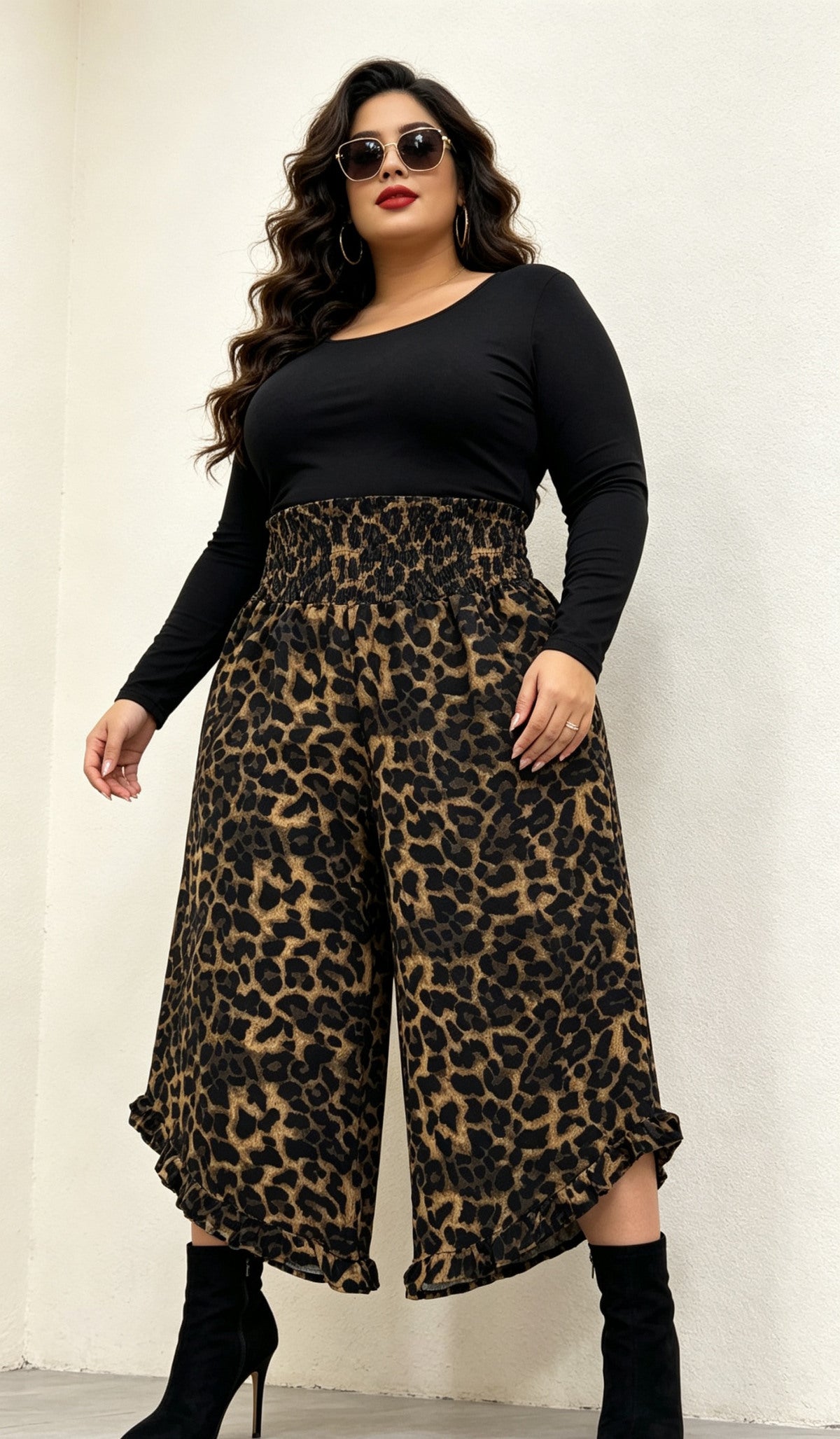 Leopard culotte hlače