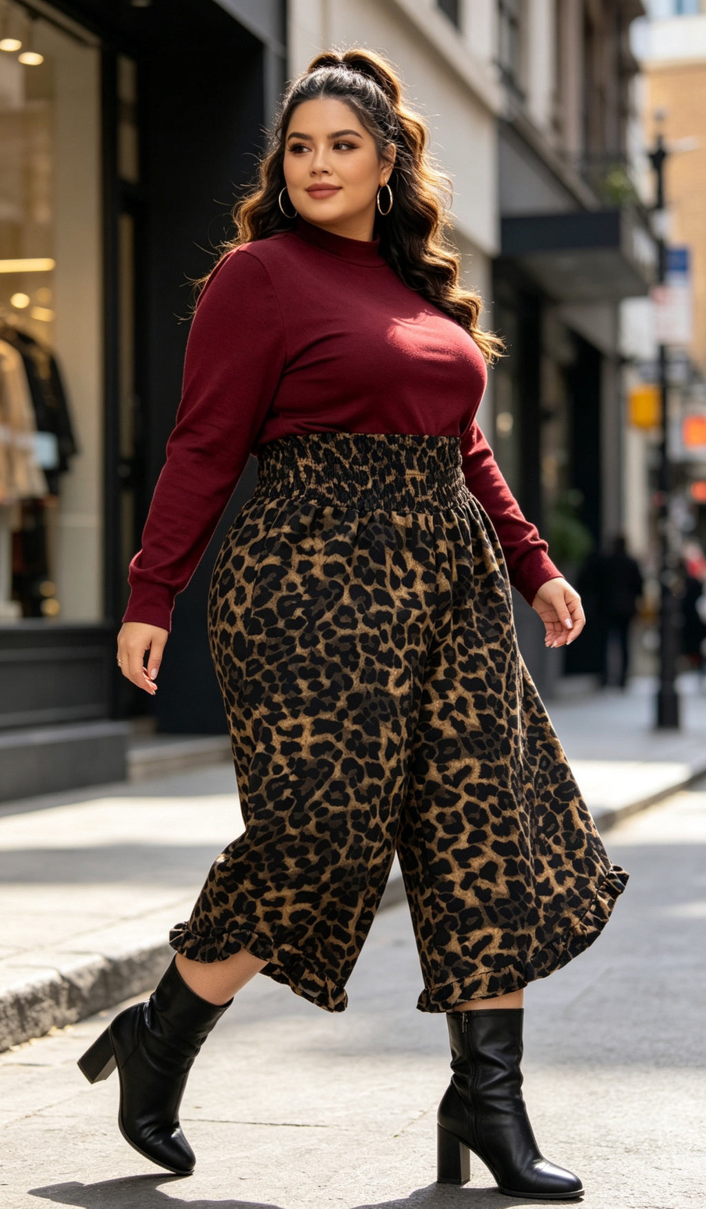 Leopard culotte hlače