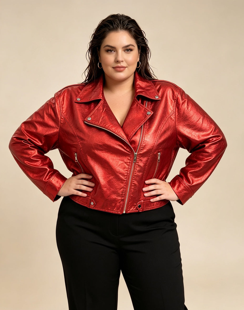 Crvena biker jakna