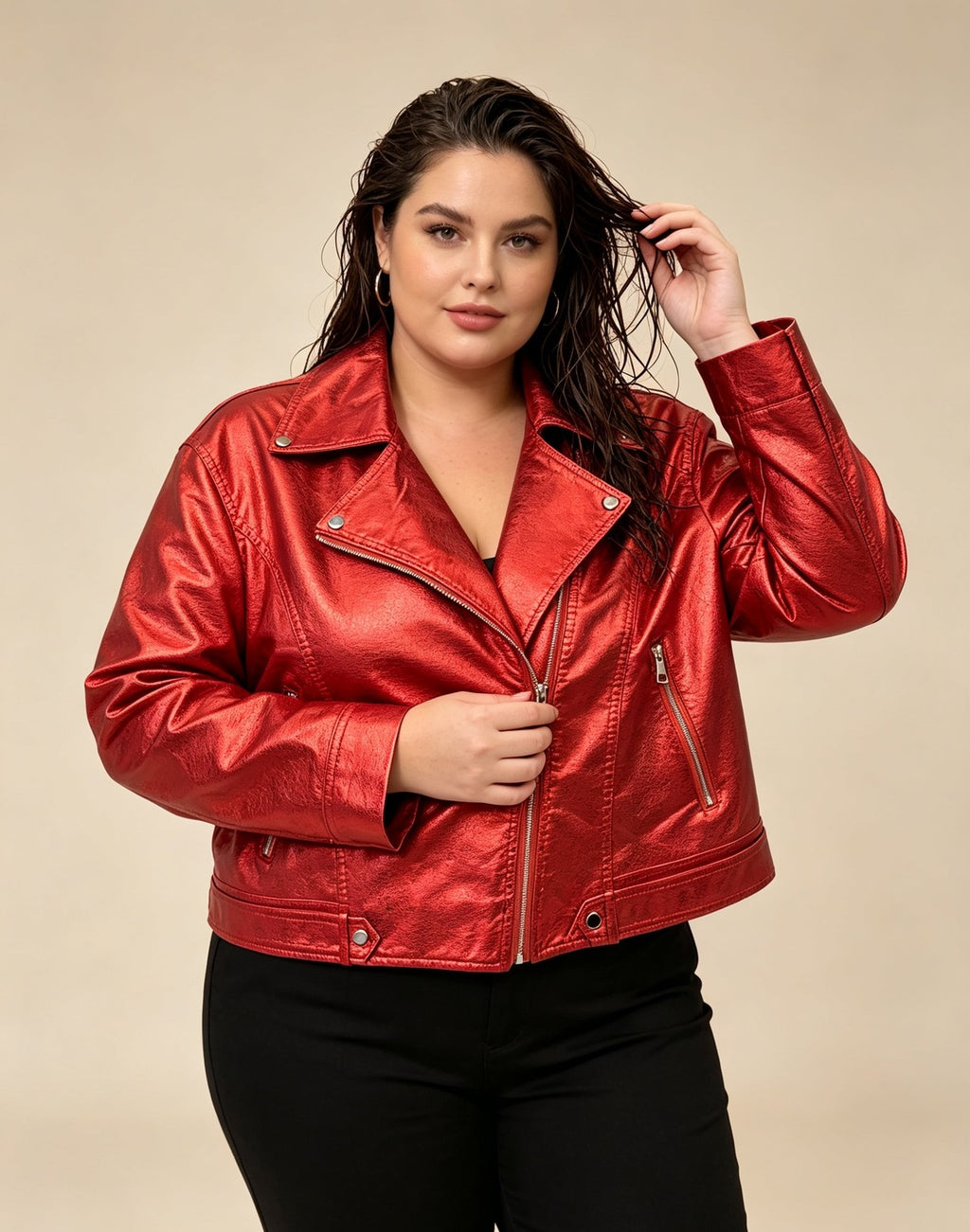 Crvena biker jakna