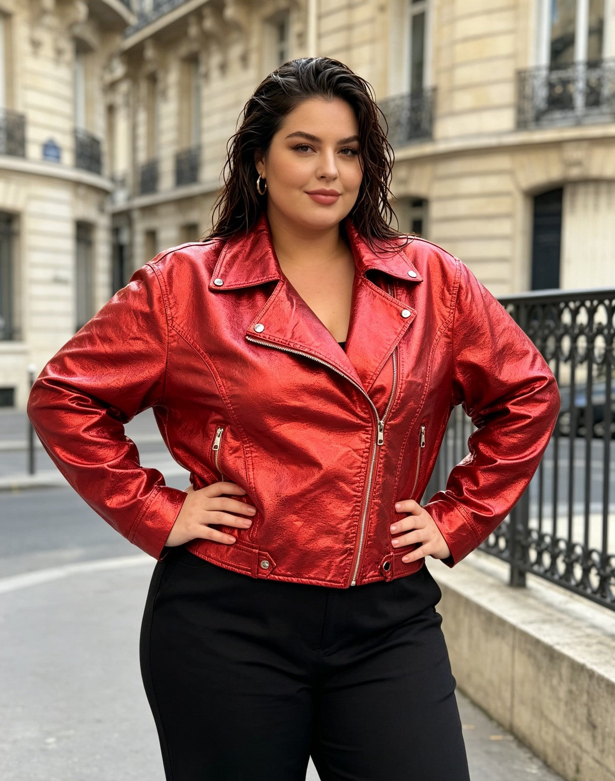 Crvena biker jakna