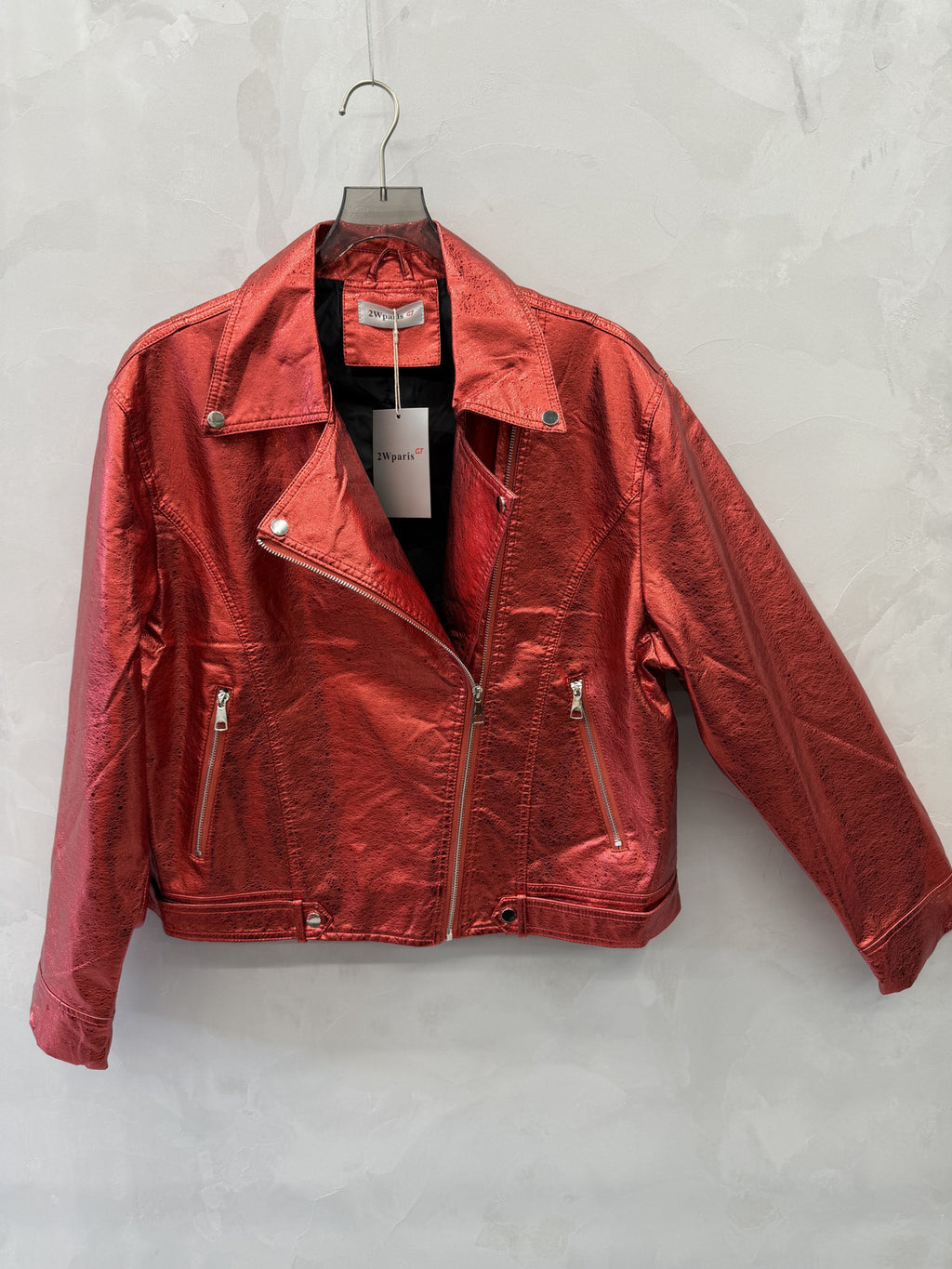Crvena biker jakna